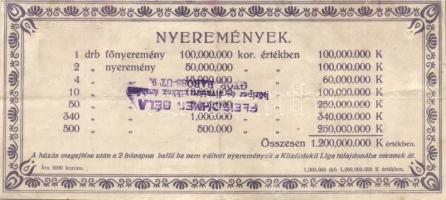 1925. "Közérdekű Liga" sorsjegy