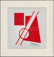 Kassák Lajos (1887-1967): Kompozíció. Szitanyomat, papír, jelzett a nyomaton, 23×21 cm