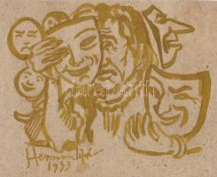 Hermann Lipót (1884-1972) szignós akvarell (22x18cm)