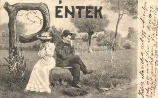 A hét napjai - 7 darabos teljes bécsi romantikus képeslapsorozat, jó állapotban / Days of the Week -...