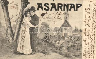 A hét napjai - 7 darabos teljes bécsi romantikus képeslapsorozat, jó állapotban / Days of the Week -...