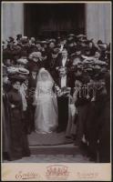 1903 Charles Arthur Ginever és Győry Ilona esküvője a Deák téri evangélikus templomban, Erdélyi Mór felvétele, kartonra kasírozva, 21,5x13 cm