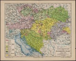 cca 1900 Ethnographische Karte von Österreich-Ungarn, Meyers Konv.-Lexikon, 4. Aufl., 24x30 cm