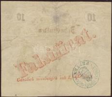 1863. 10G érdekes kézzel festett hamisítványa vízjeles papíron, hátoldalon piros "Falsificat / ...