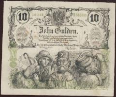 1863. 10G érdekes hamisítványa vízjeles papíron, hátoldalon piros "Falsificat 152 Explr. v. No 42" T:II-