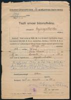 1945 Tisztiorvosi bizonyítvány állami és Budapest városi okmánybélyegekkel