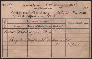 1856. Kitöltött bűnjeltasak hamis pénzekhez