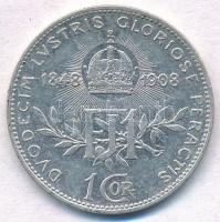 Ausztria 1908. 1K Ag "Ferenc József - Jubileum" T:2 Austria 1908. 1 Corona Ag "Franz ...