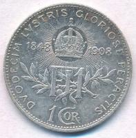 Ausztria 1908. 1K Ag "Ferenc József - Jubileum" T:2 Austria 1908. 1 Corona Ag "Franz ...