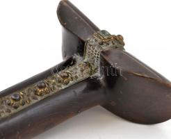 XVIII.-XIX. sz. Gazdagon díszített török jatagán (szablya), többszínű, maratott pengével, rajta Korá...