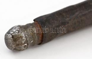 XVIII.-XIX. sz. Gazdagon díszített török jatagán (szablya), többszínű, maratott pengével, rajta Korá...