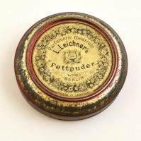 Parfumerie théátrale L. Leichners Fettpuder Berlin fém doboz, kopásnyomokkal, d: 8 cm