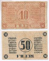 Románia / Temesvár 1919. 10f + 50f T:III-,IV Romania / Timisoara 1919. 10 Fileri + 50 Fileri C:VG,G
