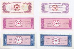 Kína ~1970-1990. 6db rizsjegy(?) T:I,I-
China ~1970-1990. 6pcs of rice coupons (?) C:UNC,AU