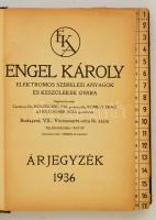 1936 Engel Károly elektromos szerelési anyagok és készülékek gyára árjegyzék, képekkel, kopott félvá...