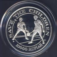 Indonézia 1990. 10.000R Ag "Óvd a gyermekeket" T:PP