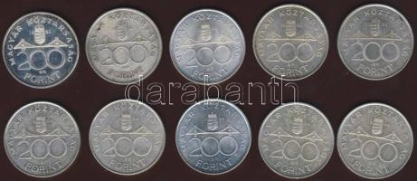 1992-94. 200Ft Ag "MNB" (5x) + "Deák" (5x) T:1,2