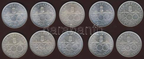 1993-94. 200Ft Ag "MNB" (4x) + "Deák" (6x) T:1,2