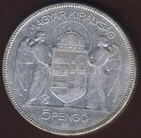 1930. 5P Ag "Horthy jobbra" T:3/3+