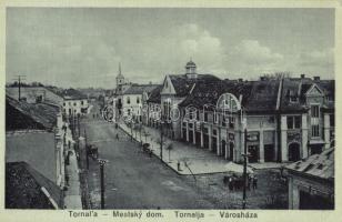 Tornalja, Tornala; Városház, utca, piaci árusok, üzletek / town hall, street, shops, market vendors / Mestsky dom