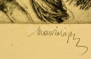 Markó Lajos (1882-?): Dante-illusztráció, rézkarc, papír, jelzett, 20×15 cm