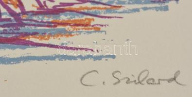 Szilárd Klára (1921- ): Hegyvidék, színes szitanyomat, papír, jelzett, számozott (33/75), 38×56 cm