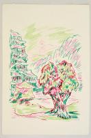 Szilárd Klára (1921- ): Völgy, színes szitanyomat, papír, jelzett, számozott (33/75), 38×56 cm