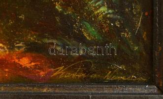 Katona jelzéssel: Dombos táj. Olaj, farost, sérült, keretben, 19×24 cm