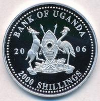 Uganda 2006. 2000Sh Ag "A labdarúgás halhatatlanjainak csarnoka - Argentína / Spanyolország 195...