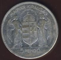 1930. 5P Ag "Horthy jobbra" T:3 k