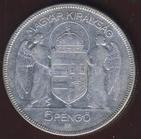 1930. 5P Ag "Horthy jobbra" T:3 ph