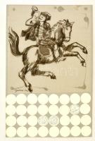Gácsi jelzéssel:Kürtöt fújó lovas. Filc, pauszpapír, 25×25 cm