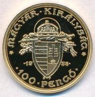 DN "Magyar aranypénzek utánveretben - Szent István jubileumi 100 pengő 1938" aranyozott Ag...