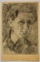 Poll jelzéssel: Fiú portré. Szén, papír, foltos, 39×27 cm