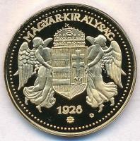 DN "Magyar aranypénzek utánveretben - Arany 20 pengő 1928" aranyozott Ag emlékérem tanúsít...