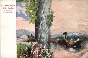 Ferenc József, 8 db képeslapból álló mozikkép / King Franz Joseph, identikit made of 8 postcards