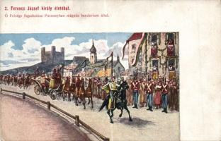 Ferenc József, 8 db képeslapból álló mozikkép / King Franz Joseph, identikit made of 8 postcards