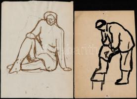 Jelzés nélkül: Tanulmányrajzok, 23 db. Ceruza, tus, papír, 19x6 és 21x34 cm közötti méretekben