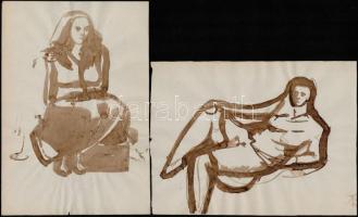 Jelzés nélkül: Tanulmányrajzok, 23 db. Ceruza, tus, papír, 19x6 és 21x34 cm közötti méretekben