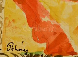 Pekáry jelzéssel: Lovas trombitával. Akvarell, papír, 31×22 cm