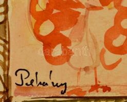 Pekáry jelzéssel: Mesehős. Akvarell, papír, 31×22 cm