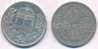 Vegyes: 1915KB 1K Ag + Ausztria 1893. 1K Ag "Ferenc József" T:1-,2-,3