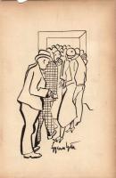 Gyenes Gitta jelzésű rajz tus, papír, szignált  15x23cm (kis szakadás)