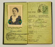 1937-1940 Magyar Királyság fényképes útlevele, számos bejegyzéssel