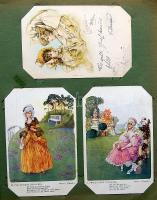 204 db motívum képeslap, döntően az 1900-as évek eljéről, csaknem mind futott, benne szecessziós, do...