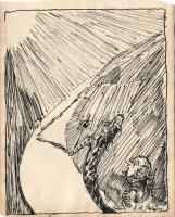 Grafika vázlatfüzet lapon: "L. de Gulácsy" jelzéssel 20x16cm