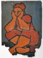 Jelzés nélkül: Emberek. 4 db, vegyes technika, papír, sérülésekkel,  29x21 cm