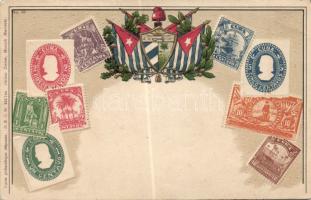 Klf. országok bélyegei, 10 klf. litho lap / Stamps of different countries, 10 litho postcards