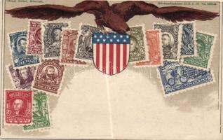 Klf. országok bélyegei, 10 klf. litho lap / Stamps of different countries, 10 litho postcards