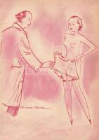 Toncz jelzésű rajz, tus, papír 22x16 cm